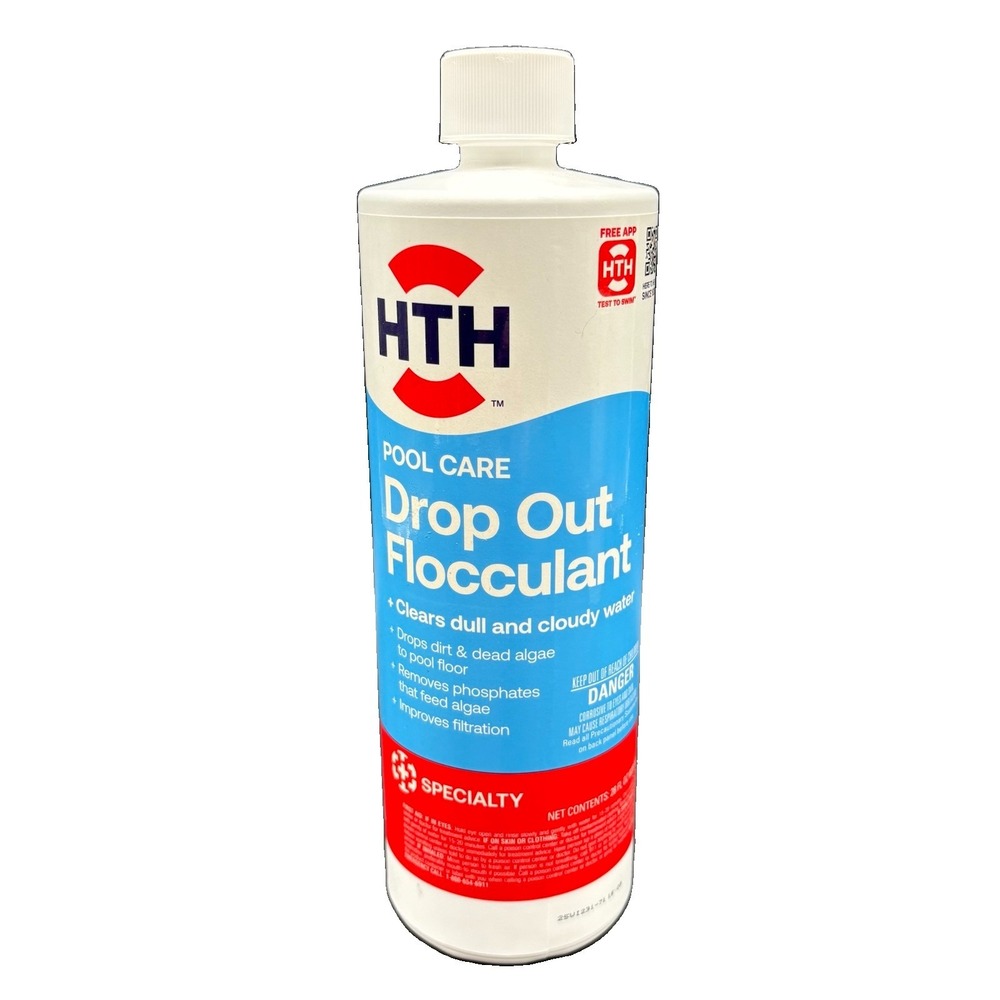 HTH Pool Care Drop Out Flocculant 28oz Clears Cloudy Water